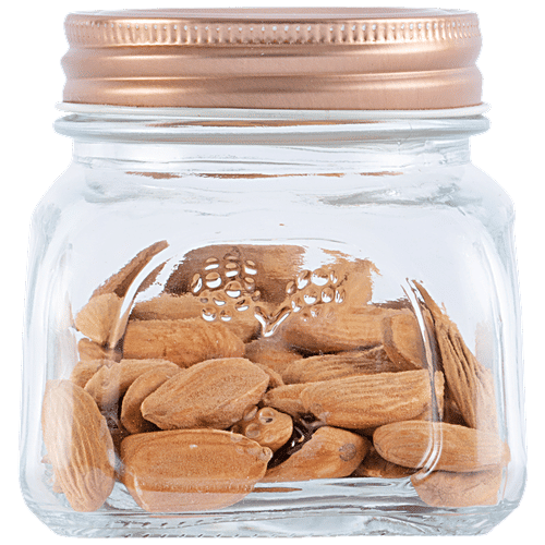 White Gold Glass Jar With Copper Colour Lid - 100% Food Grade Material, 250 ml (Set of 3) 