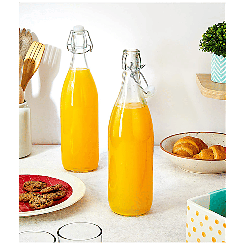 Buy White Gold Glass Clip Bottle Dishwasher Safe, Leak Proof Online