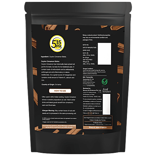 5:15PM Ceylon Cinnamon Sticks - Sri Lankan Dalchini Sticks, World’s Finest Quills, Genuine Source Certification, 100 g  