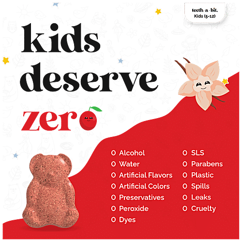 Teeth a Bit Kids Toothpaste - Multi-Protection Tooth Bits, Cherry Vanilla Mint, 5-12 Years, SLS Free, 60 pcs Bottle 