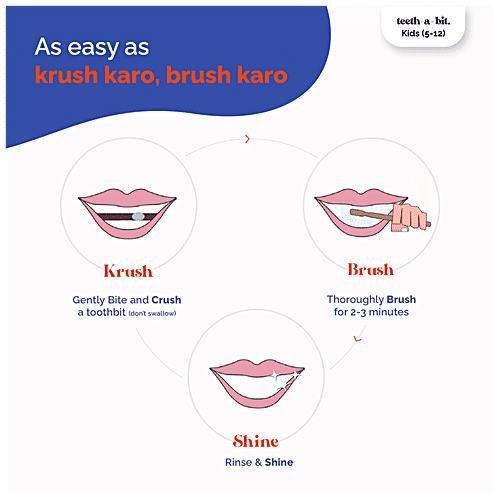 Teeth a Bit Kids Toothpaste - Multi-Protection Tooth Bits, Cherry Vanilla Mint, 5-12 Years, SLS Free, 60 pcs Bottle 