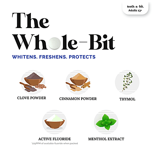 Teeth a Bit Mouthwash Bits - Multiprotection, Clove Cinnamon Mint, For Fresh Breath, Whitens, 60 pcs Bottle 