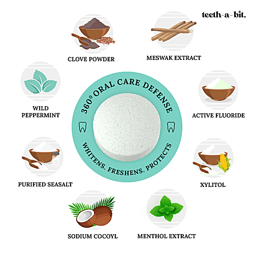 Teeth a Bit Tooth Bits - Multiprotection, Wild Peppermint Mint, For Fresh Breath, Whitens, 60 pcs Bottle