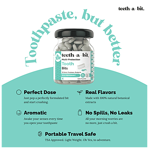 Teeth a Bit Tooth Bits - Multiprotection, Wild Peppermint Mint, For Fresh Breath, Whitens, 60 pcs Bottle
