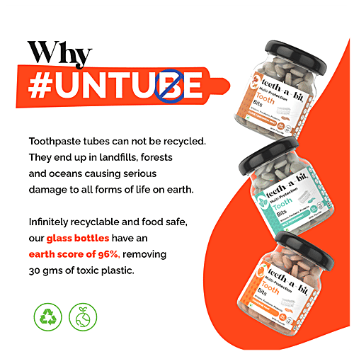 Teeth a Bit Tooth Bits - Multiprotection, Wild Peppermint Mint, For Fresh Breath, Whitens, 60 pcs Bottle