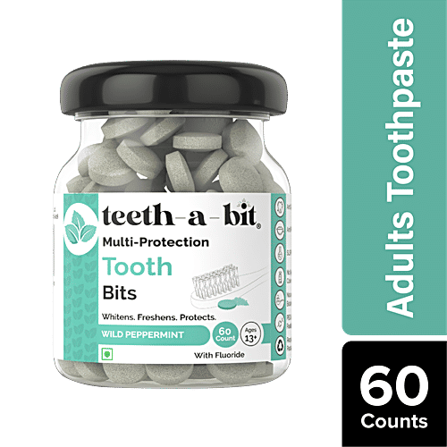 Teeth a Bit Tooth Bits - Multiprotection, Wild Peppermint Mint, For Fresh Breath, Whitens, 60 pcs Bottle