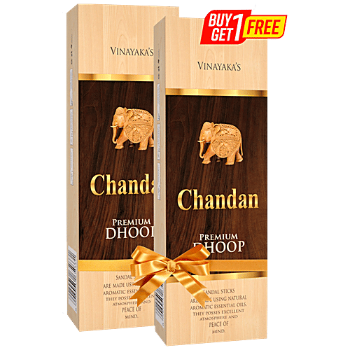 Vinayaka's Chandan Premium Dhoop Sandal Sticks With Natural Aromatic Essential Oils, 50 g Buy 1 get 1 Free 
