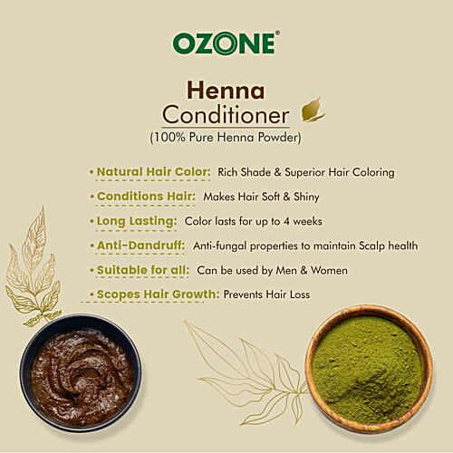 Ozone Henna Conditioner - Goodness Of Ayurvedic Herbs, Provides Natural Hair Colour, 200 g  
