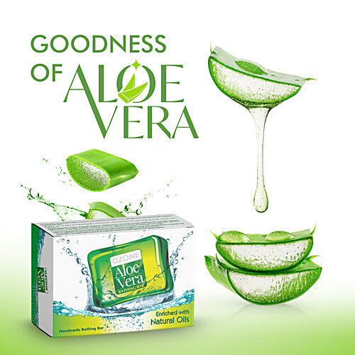 Ozone Aloe Vera Bathing Bar - Enriched With Natural Oils, For Soft & Refreshing Skin, 125 g  