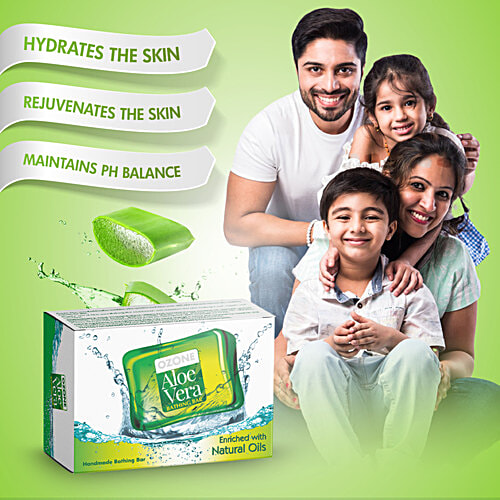 Ozone Aloe Vera Bathing Bar - Enriched With Natural Oils, For Soft & Refreshing Skin, 125 g  
