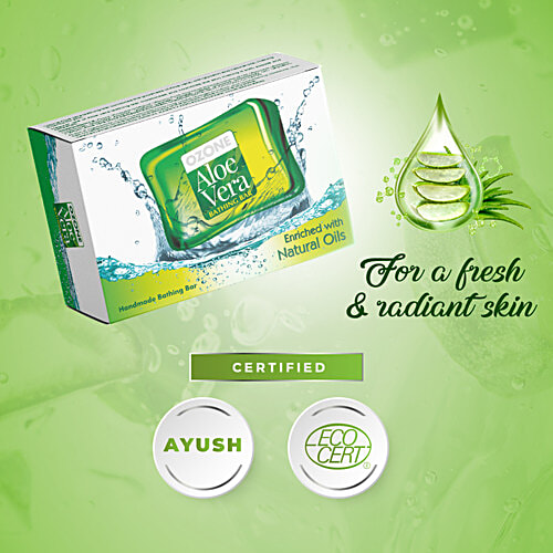 Ozone Aloe Vera Bathing Bar - Enriched With Natural Oils, For Soft & Refreshing Skin, 125 g  