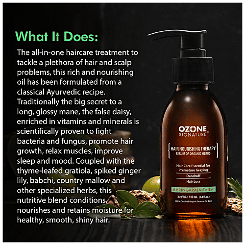 OZONE Signature Bhringaraja Taila - Ayurvedic Hair Serum, Repairs Dry & Damaged Hair, 100 ml  
