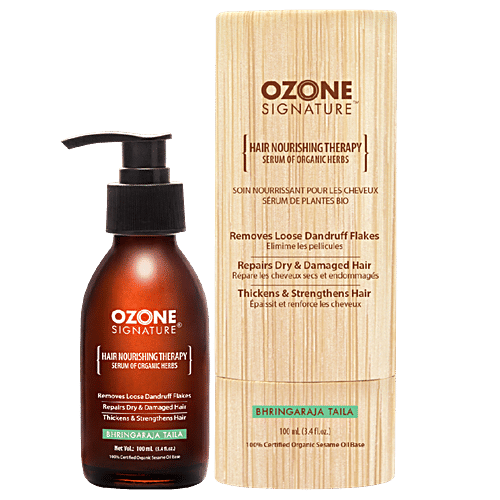 OZONE Signature Bhringaraja Taila - Ayurvedic Hair Serum, Repairs Dry & Damaged Hair, 100 ml  