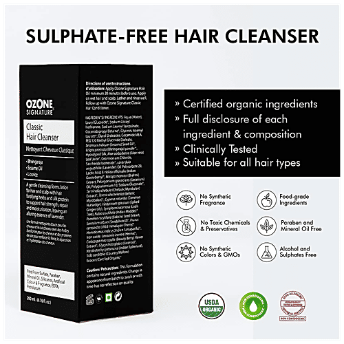 OZONE Signature Classic Hair Cleanser - Nourishes Scalp, Repairs Damaged Hair, Sulphate Free, 200 ml
