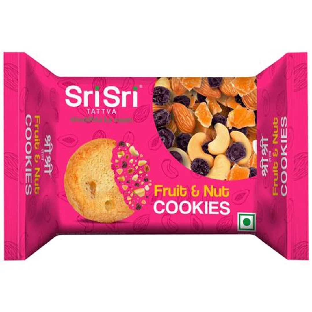 Sri Sri Tattva Fruit & Nut Cookies - Crispy, Crunchy, Perfect Snack, 90 g 