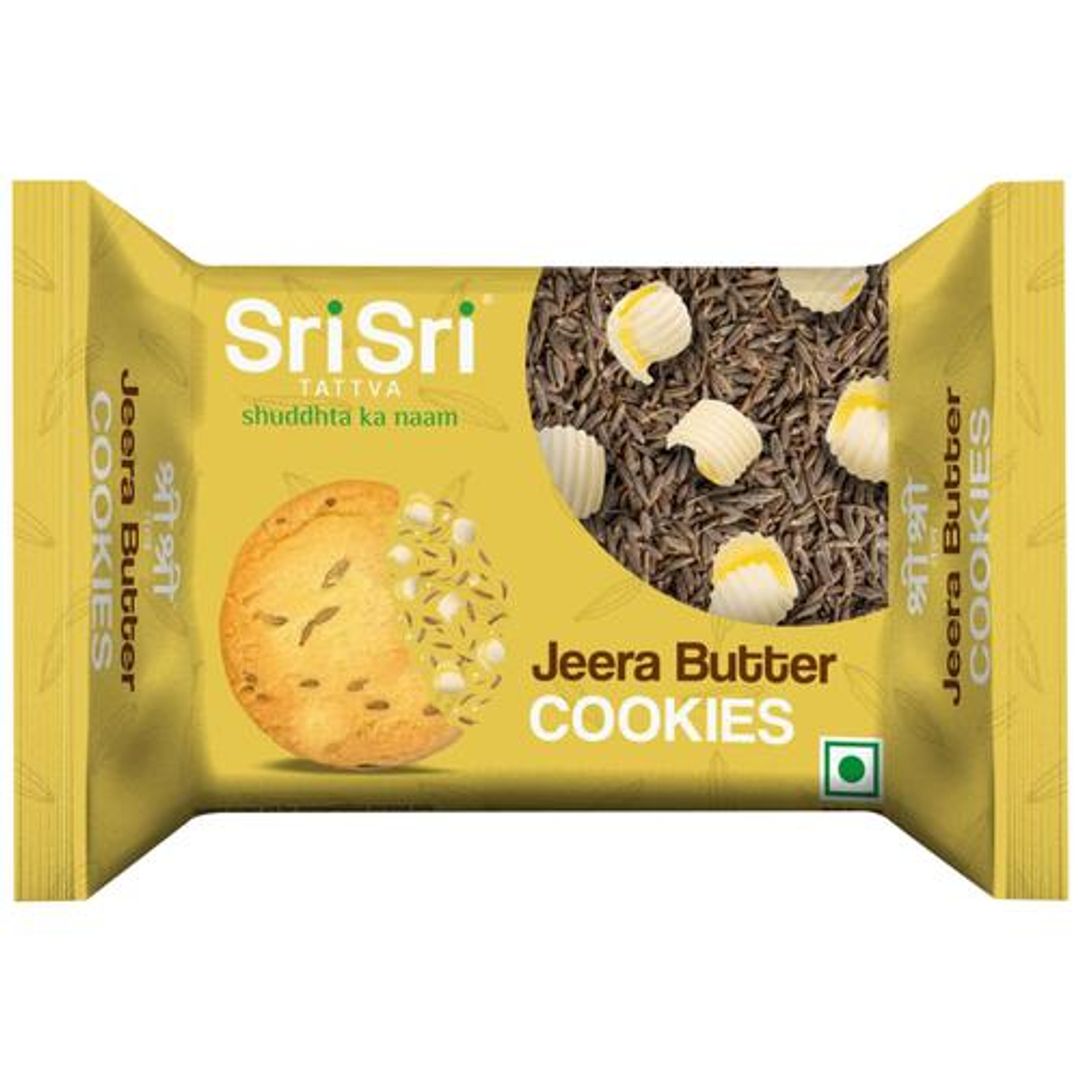 Sri Sri Tattva Jeera Butter Cookies - Crispy, Crunchy, Perfect Snack, 90 g 