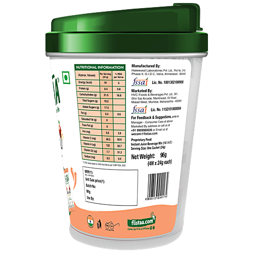 FLISTAA Anar-E-Kali Pomegranate & Apple Natural Fruit Powder Mix With Free Shaker - No Added Preservatives, 96 g (4N X 24 g each) 