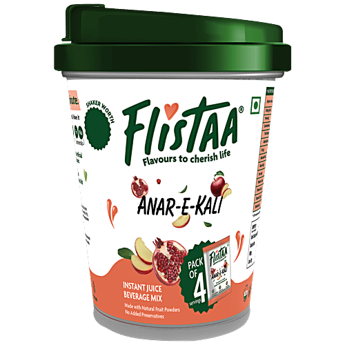 FLISTAA Anar-E-Kali Pomegranate & Apple Natural Fruit Powder Mix With Free Shaker - No Added Preservatives, 96 g (4N X 24 g each) 