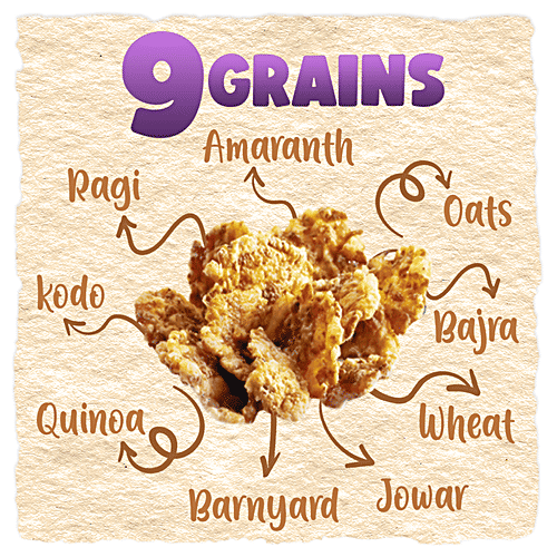 Manna Go Grain Crunchies - Fruit & Nut, Real Blueberry, Multigrain Breakfast Cereal, For Kids, 300 g  