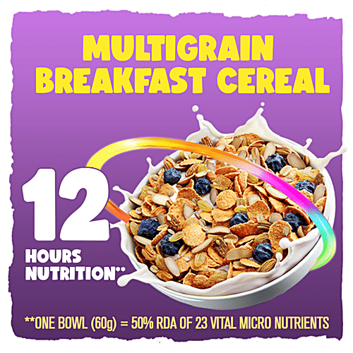 Manna Go Grain Crunchies - Fruit & Nut, Real Blueberry, Multigrain Breakfast Cereal, For Kids, 300 g  