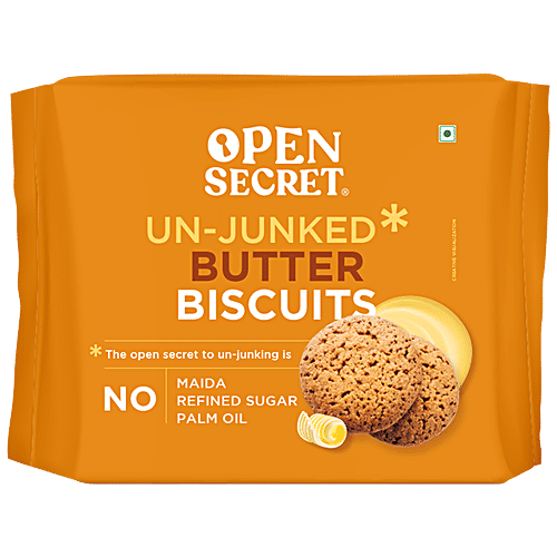 Open Secret Unjunked Butter Biscuit - No Maida, Refined Sugar & Palm Oil, 180 g  