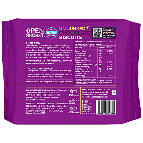 Buy Open Secret Unjunked Chocolate Biscuit No Maida, Refined Sugar