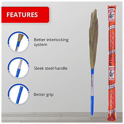 Buy Monkey 555 International Grass Broom Sleek Steel Handle