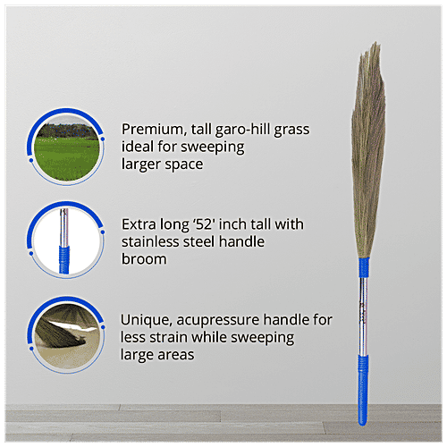Buy Monkey 555 International Grass Broom Sleek Steel Handle