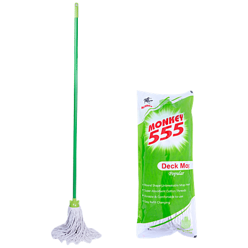 Buy Monkey 555 Round Deck Mop Plastic & Cotton Threads, With Rod