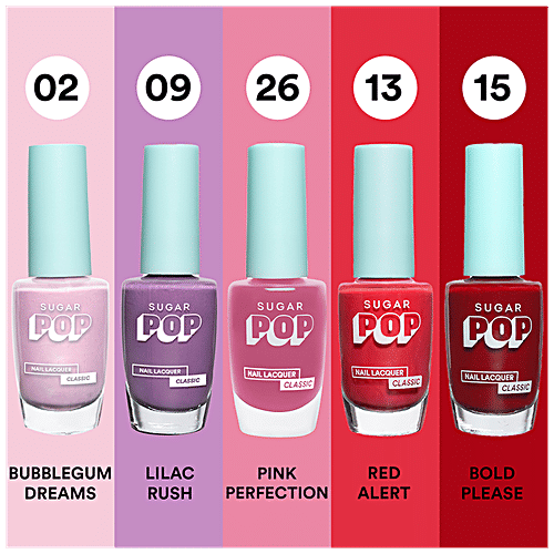 Sugar Pop 5 In 1 Nail Kit - 'Be A POPstar', Glossy Finish, Rich Pigment, Chip Resistant, Festive Offer, 10 ml (10mlx5)