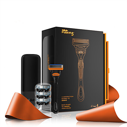 Gillette Fusion5 Premium Gift Set for Men - With 1 Manual Handle, 4 Cartridges & 1 Travel Case, 6 pcs  