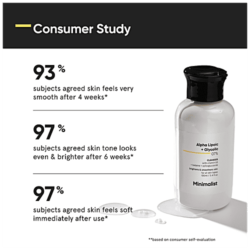 Minimalist 7% Alpha Lipoic & Glycolic Cleanser With Vitamin B5 - Brightens & Smoothens Skin, 50 g  