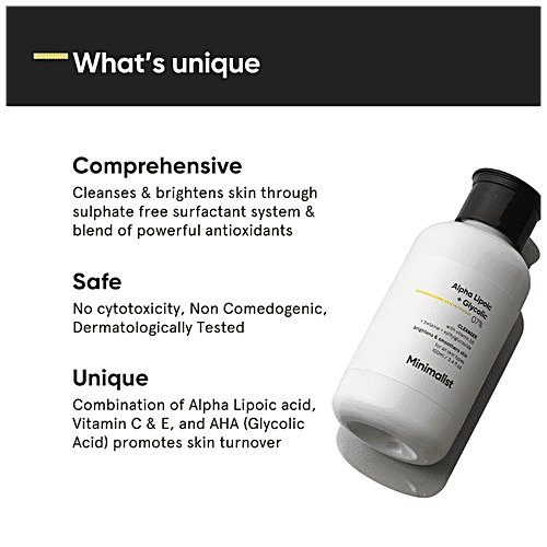 Minimalist 7% Alpha Lipoic & Glycolic Cleanser With Vitamin B5 - Brightens & Smoothens Skin, 50 g  