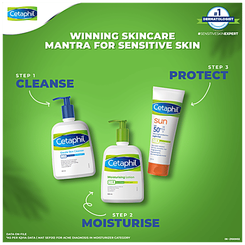 Cetaphil Sun PFf 50+ Light Gel - For Sensitive Skin, Body & Face, Broad Spectrum, High Protection, 50 ml  