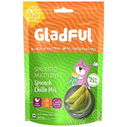Buy Gladful Sprouted Multi Lentil Spinach Chilla Mix High In Protein & Fibre Online at Best