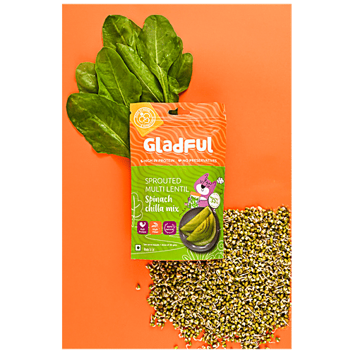 Buy Gladful Sprouted Multi Lentil Spinach Chilla Mix High In Protein & Fibre Online at Best