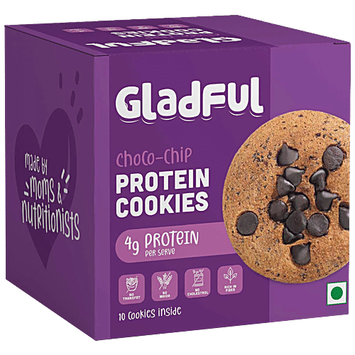 Buy Gladful Choco Chip Protein Cookies No Maida & Cholesterol, Rich