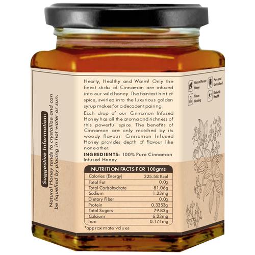 Jivika Naturals Organic Cinnamon Honey - 100% Wild, Pure & Untouched, Non-GMO, 325 g  