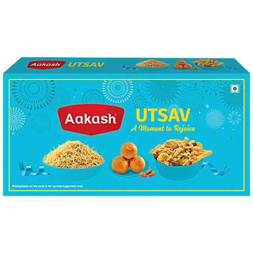 Aakash Utsav Gift Pack - Besan Ladoo, Lajawab Mix & Alu Bhujia, 700 g  