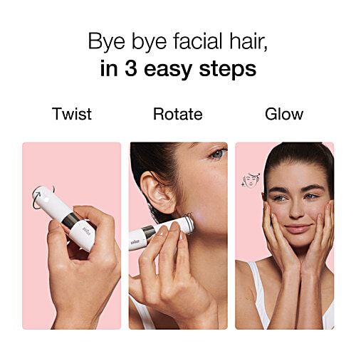 Braun Face Mini Hair Remover - Electric, FS1000, With Smartlight, White, For Women, 1 pc