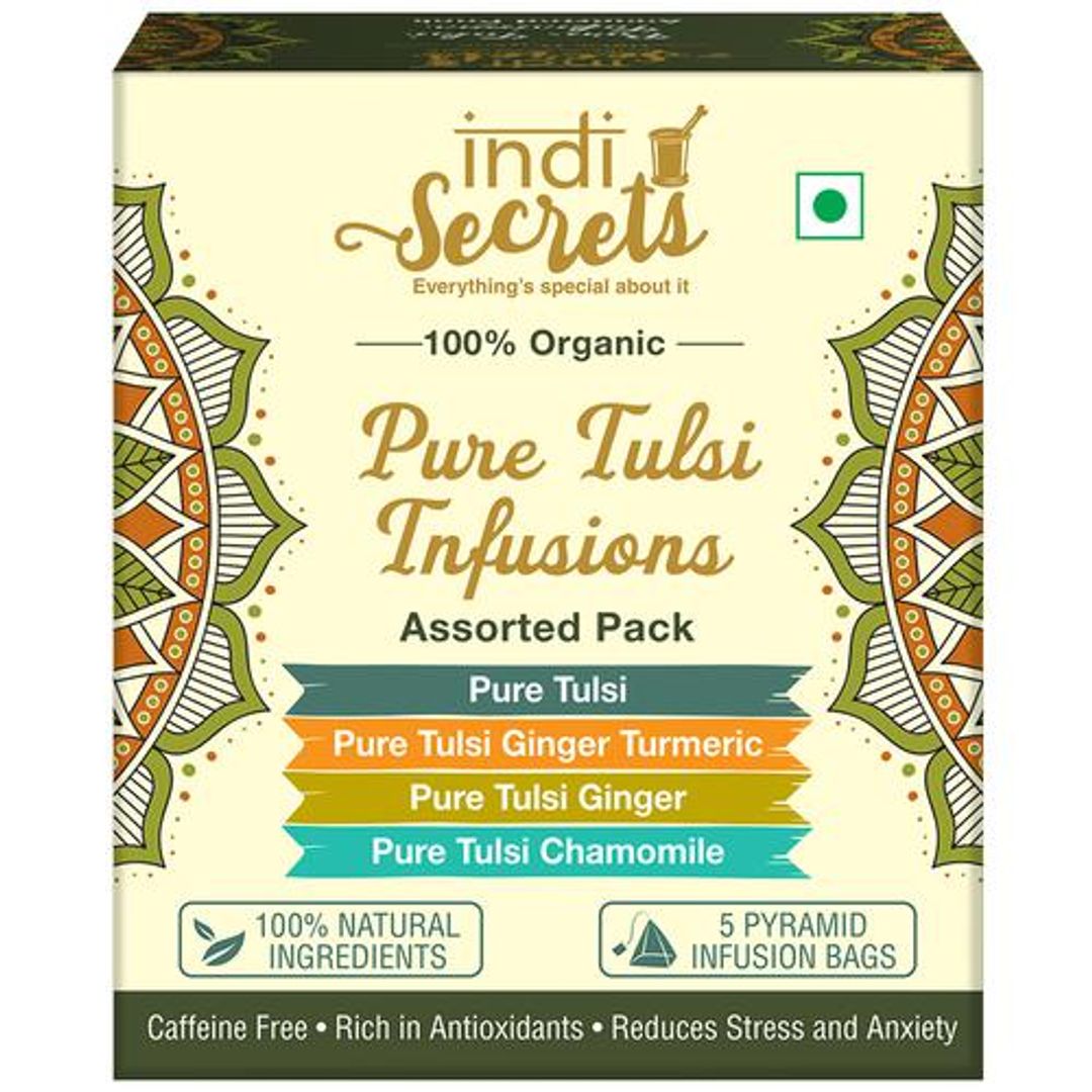 IndiSecrets Assorted Tulsi Infusions With 4 Exotic Flavours, 8.5 g (5 N x 1.7 g)