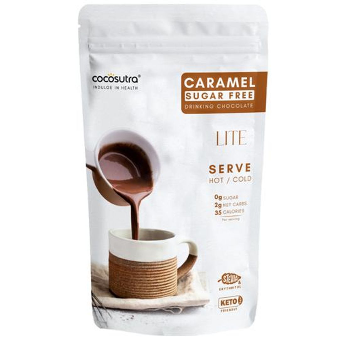 Cocosutra Caramel Sugar-Free Drinking Chocolate - Lite, Keto Friendly, 200 g 