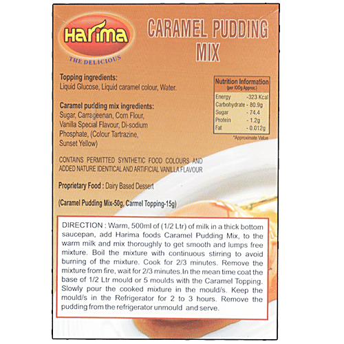 HARIMA  Caramel Pudding Mix - With Topping Inside, Easy To Cook, 65 g Box 