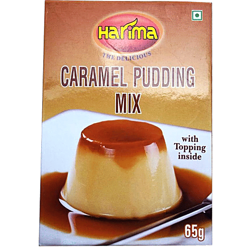 HARIMA  Caramel Pudding Mix - With Topping Inside, Easy To Cook, 65 g Box 