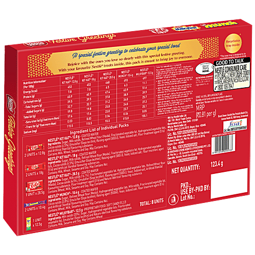 Nestle Festive Greetings Chocolate Gift Pack - KitKat, Milkybar & Munch, For Diwali, 123.4 g Box 