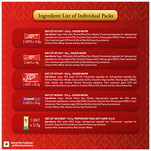 Nestle Festive Greetings Chocolate Gift Pack - KitKat, Milkybar & Munch, For Diwali, 123.4 g Box 