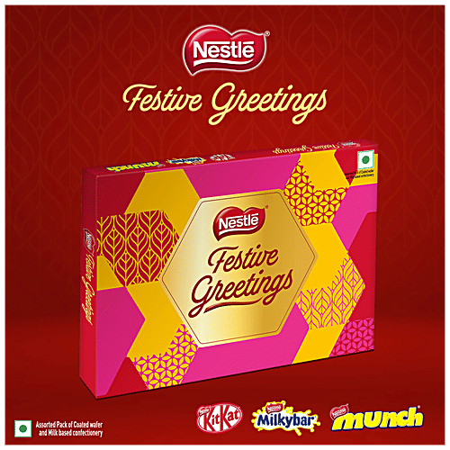 Nestle Festive Greetings Chocolate Gift Pack - KitKat, Milkybar & Munch, For Diwali, 123.4 g Box 