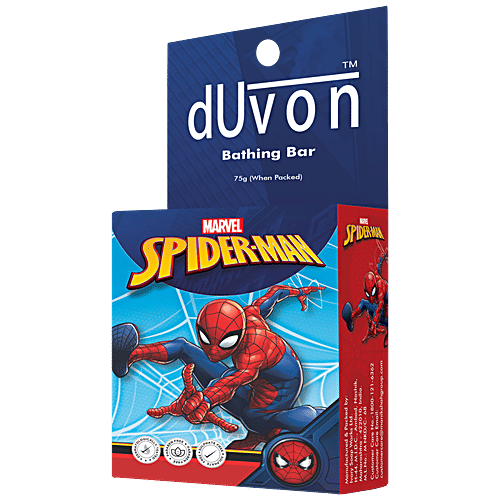 Duvon Marvel Spiderman Bathing Bar - For Boy Kids, Paraben/Sulphate Free, Dermatologically Tested, 75 g  