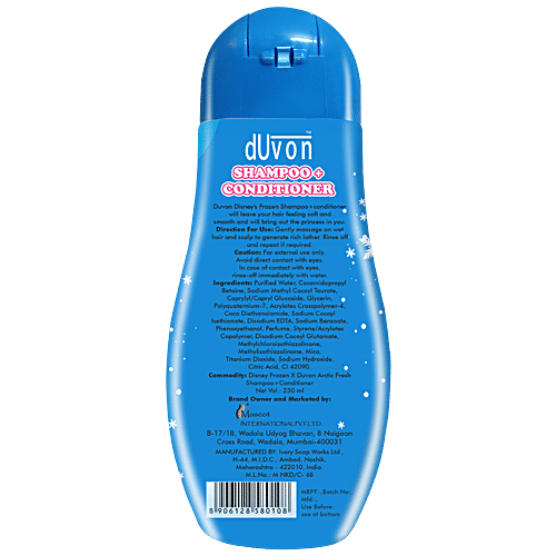 Duvon Disney Frozen Shampoo & Conditioner - Artic Fresh, For Girl Kids, Clean & Soft Hair, 250 ml  