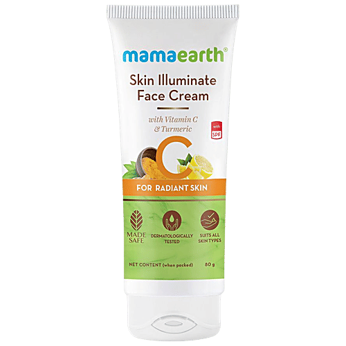 Mamaearth Skin Illuminate Face Cream - With Vitamin C & Turmeric, With SPF, For Radiant Skin, 80 g  